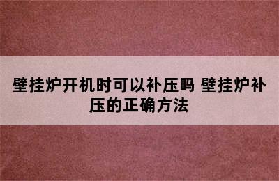 壁挂炉开机时可以补压吗 壁挂炉补压的正确方法